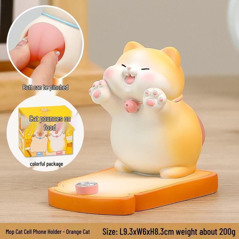 Adorable Kitten Phone Stand: Cute, Relaxing Office Gift for Girls