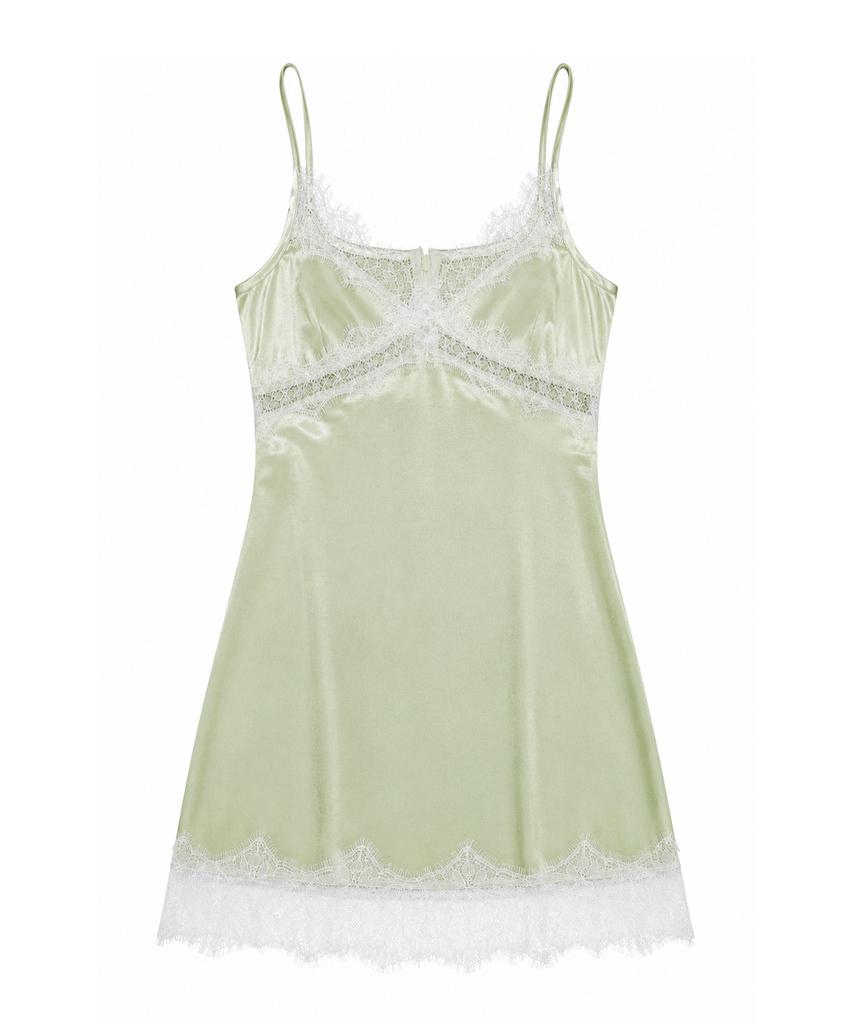 Deulailojeu Satin Lace Dress (Light Green)