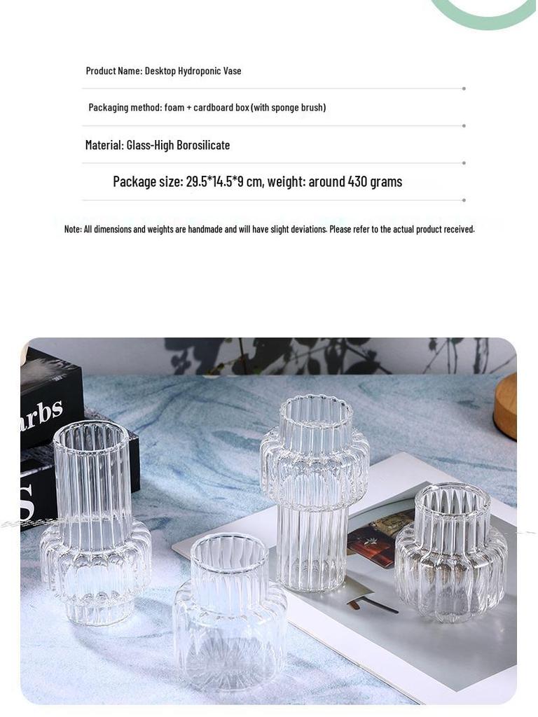 Transparent Glass Vase: Home Desktop Flower Arrangement Decor