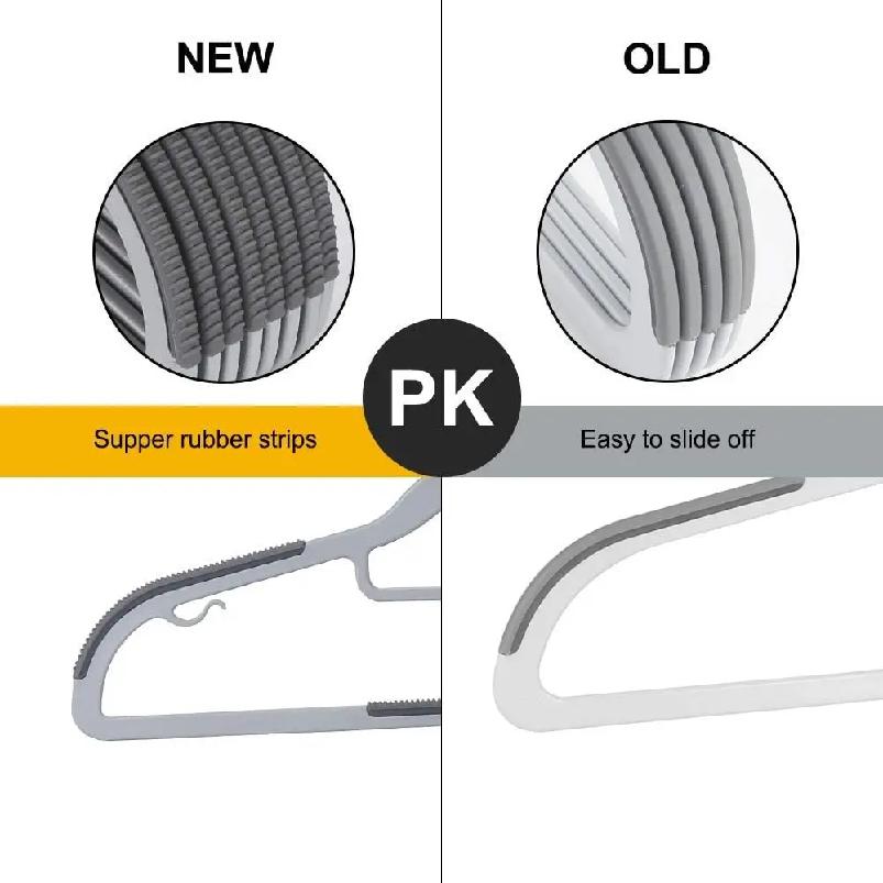 Conjunto de 10 Cabides Resistentes para Roupas Secas e Molhadas com Pads Antiderrapantes Economizando Espaço com um Organizador Ultra Leve de 0,2 Polegadas de Espessura