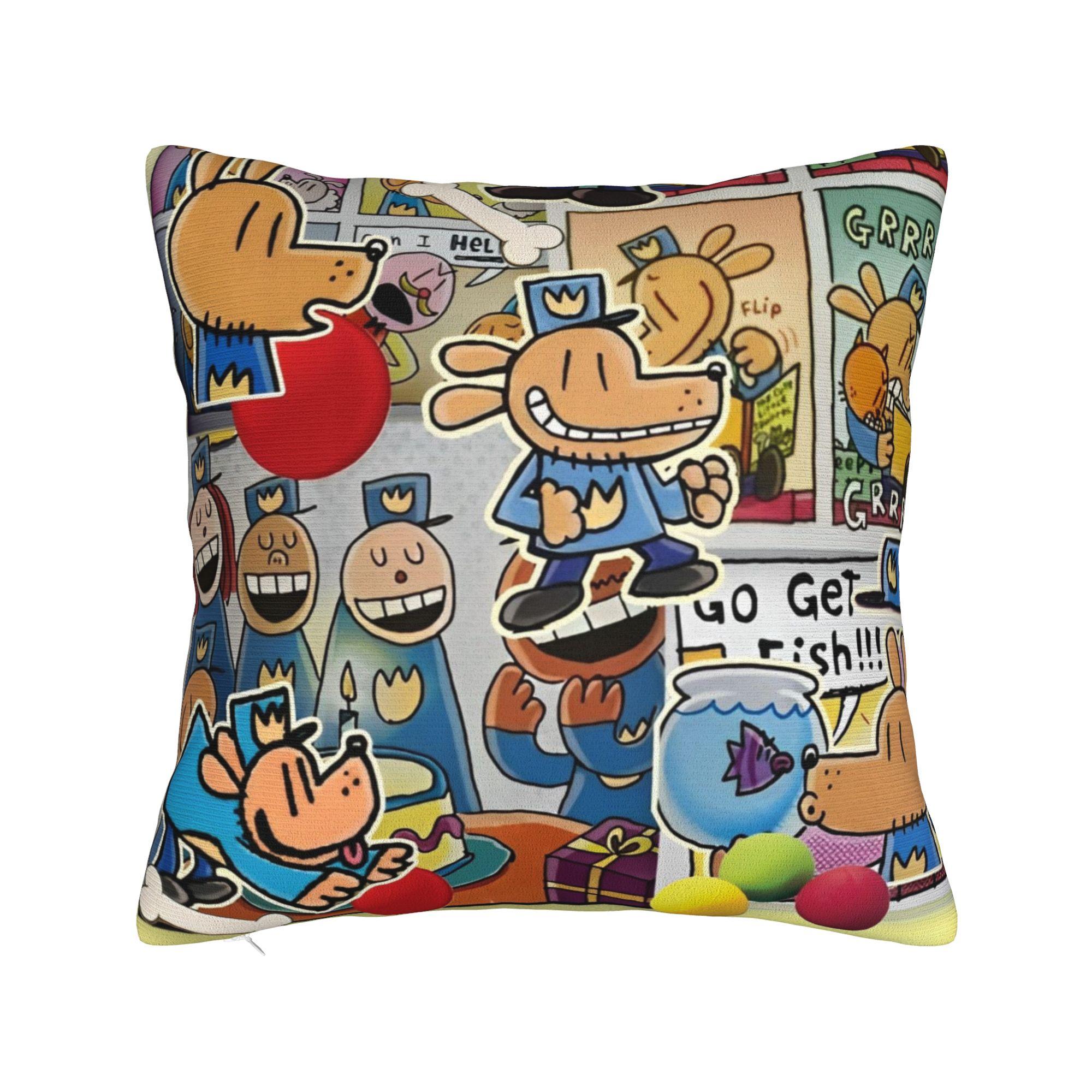 Dog Man Dogman Movie Comic Square Pillowcases Polyester Couch Cartoon Animal Cushion Case Creative Decor Throw Pillow Case 45*45 12x12Inch