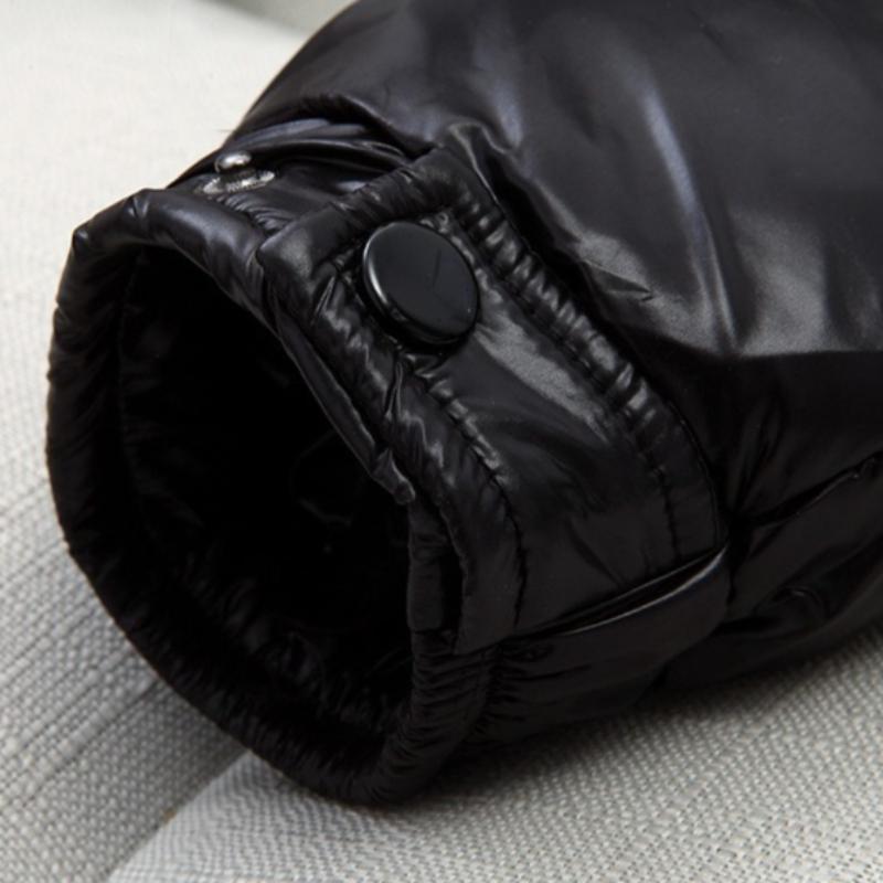 Shiny Cotton Jacket Unisex Short Hooded Thickened Cotton Coat Warm Outerwear Fashion Cold-Weather Clothing