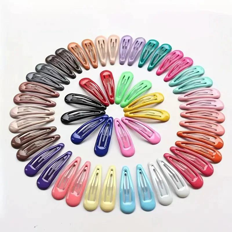 10/50Pcs Snap Hair Clips Candy Glossy 5cm/2in No Slip Metal Hair Pins Clips Barrettes Accessories for Baby Girls Hairpins