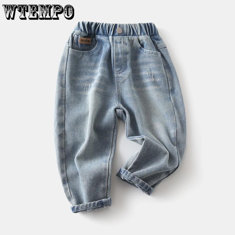 Children's Jeans Spring and Autumn Pants Boys' Worn Casual Denim Pants