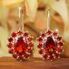 Elegant Female Red Zircon Stone Flower Hoop Earrings Trendy Fashion Gold Color Wedding Jewelry For Women
