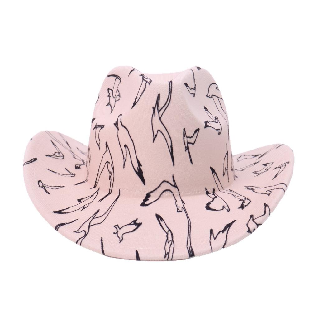 Versatile Graffiti Top Hat Western Cowboy Hat Men'S And Women'S Peach Top Jazz Hat