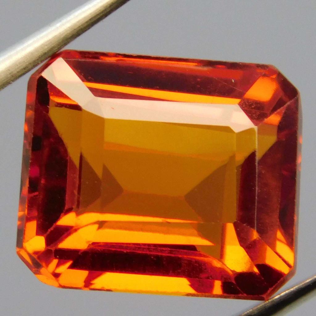 7.65 Carat Natural Stunning Orange Sapphire CERTIFIED Emerald Cut Loose Gemstone A-4215
