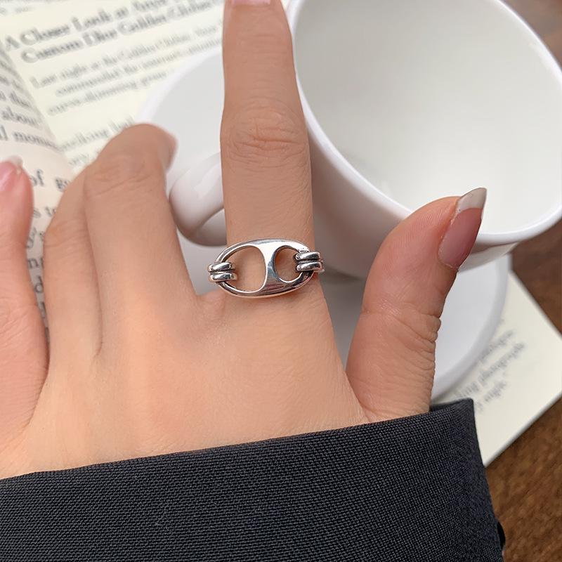 

Pig Nose 925 Sterling Silver Adjustable Ring - Women s Unique Ins Style Non-Fading Jewelry Adjustable Opening