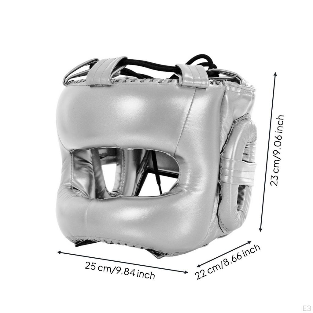 Boxing Headgear with Cheek Protectors | Full Coverage, Shock Absorbing L Black