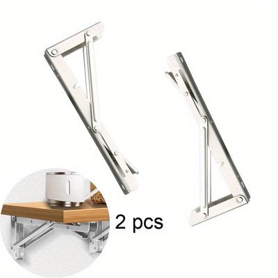 2ks DIY pro domácí skladování Úhel 90 stupňů Nerezový trojúhelníkový trojúhelník Nastavitelný držák plovoucí police Nástěnná konzola skládací police na stůl