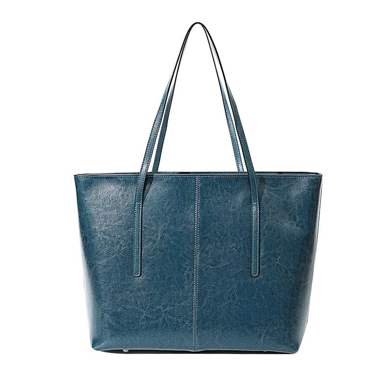 

2024 Натуральная кожаная большая вместительная женская сумка-тоут - стильная европейская и американская модная сумка из коровьей кожи через плечо