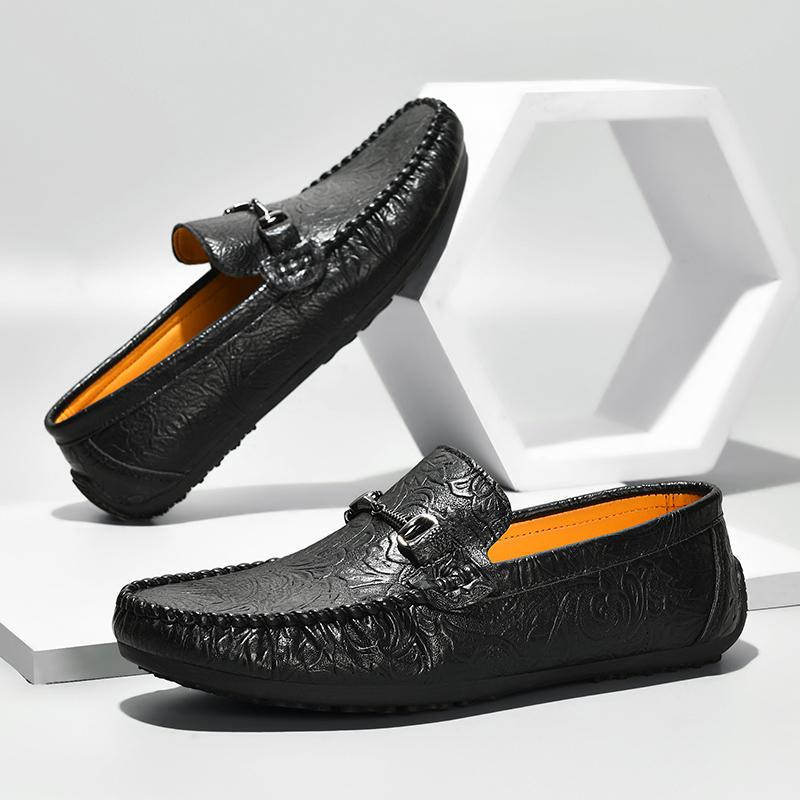 Mode Neue Persönlichkeit Herren Business Casual Schuhe Lederstich Slipper Flats Bequeme Herren Loafer Gummisohle Fahrschuhe