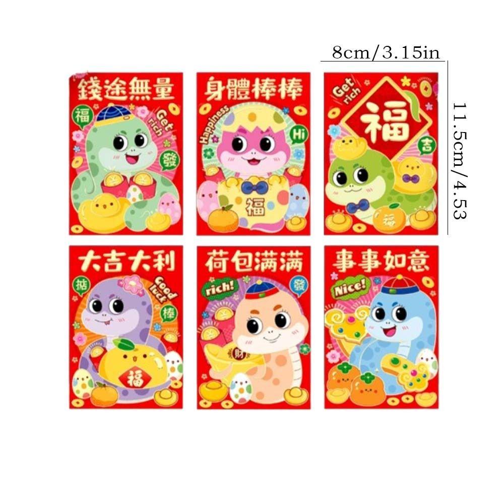 6pcs Hongbao Chinese New Year Money Bag Traditional Money Packet Good Luck Red Pocket  Bonus