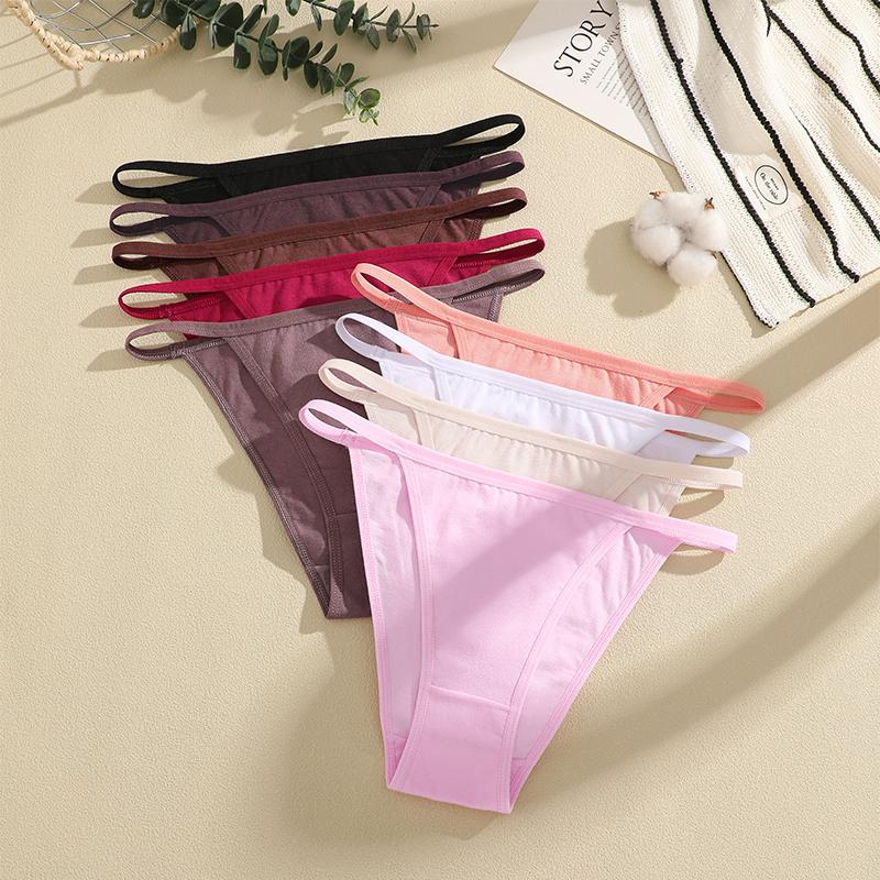 FINETOO 5 ks/Sada Dámské Tanga Bavlněný Rozkrok Kalhotky Nízký Pas G-String Sexy Neviditelné T-back Kalhotky Prodyšné Bezešvé Spodní Prádlo