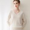 Women's 100% Pure Cashmere V-Neck Long Sleeve Pullover Sweater for Spring and Autumn.