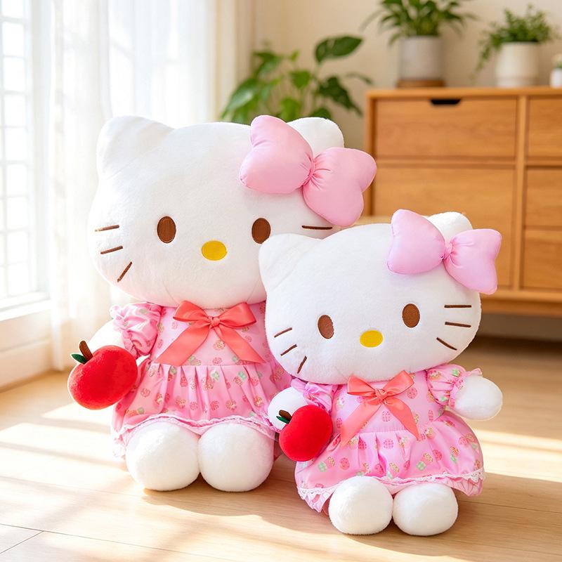 New Apple Hello Kitty Plush Doll - Cute KT Cat Toy Birthday Gift
