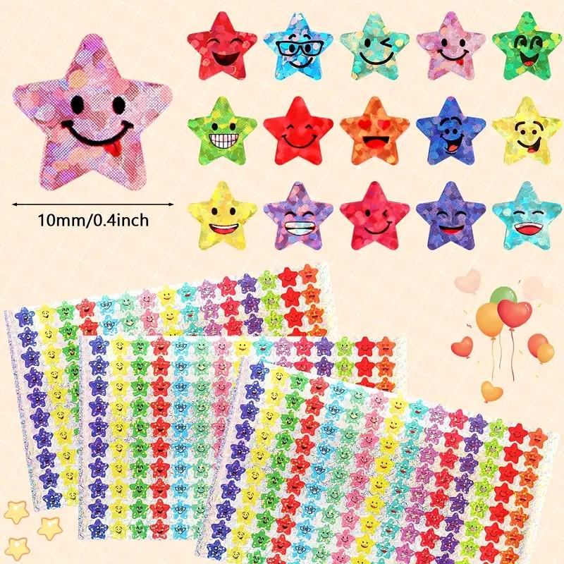 Glitter Foil Star Stickers: 15 Designs for Student Rewards