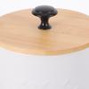 White Metal Countertop Canister Airtight Seal Bamboo Lid Coffee Beans Tea Leaves Sugar Cubes Grains Storage Jar Kitchen