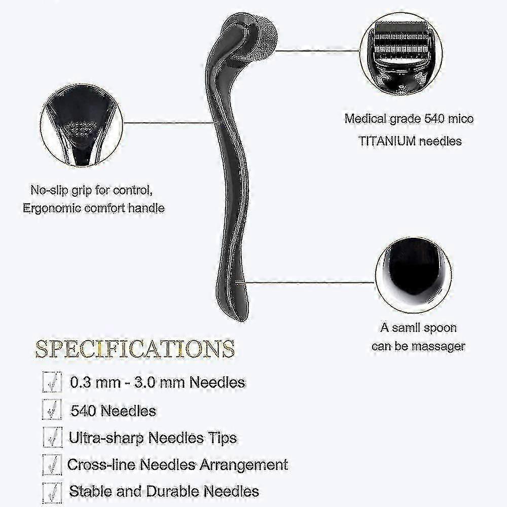 Derma Roller 1.0mm, 540 Titanium Microneedle Roller For Face Facial Wrinkles Hair Loss Stretch Marks Hair Regrowth Micro Needles Professional Micronee