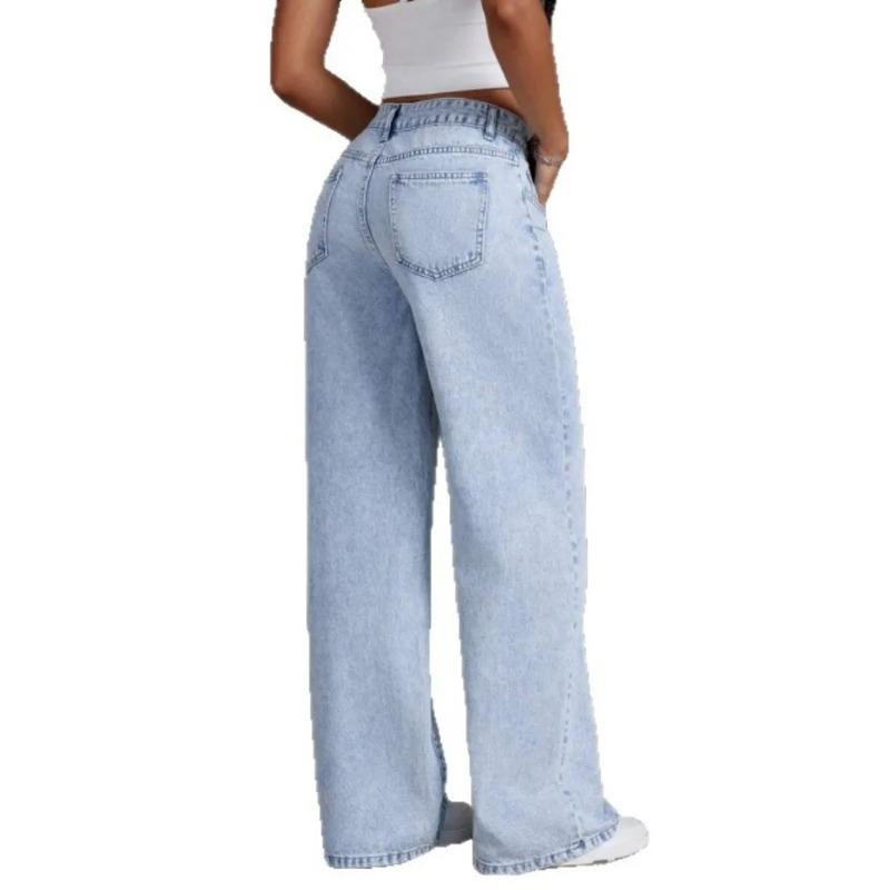 Spring 2026 New Casual American Style Long Pants Women's Fashion Loose Straight Wide-leg Denim Trousers Streetwear Causal Jeans