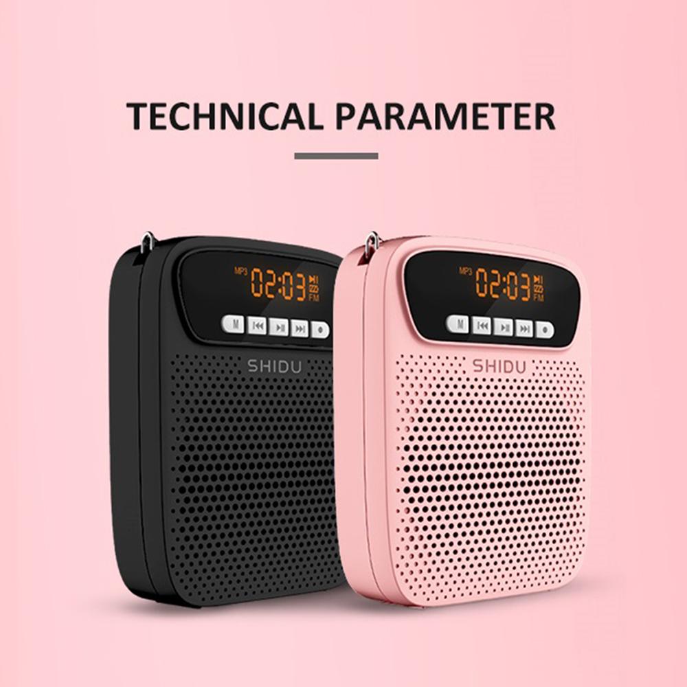 SHIDU 15W Rechargeable Portable Bluetooth Voice Amplifier for Teacher Wired Microphone FM Radio AUX Audio Recording Speaker S278