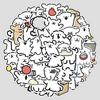 50 Cartoon Dog Doodle Stickers - Cute, Waterproof & Decorative for Water Bottles and Phones