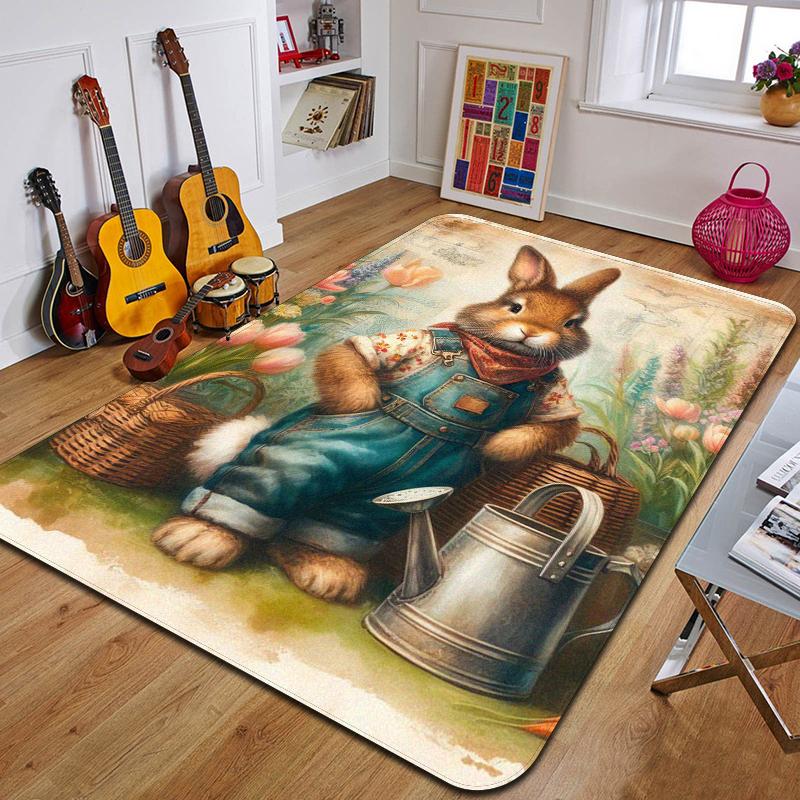 C-Cartoon Rabbit Printed Carpet Fashion Yoga Mat Non-Slip Carpet Bedroom Decoration Outdoor Carpet Bedroom Birthday Gift