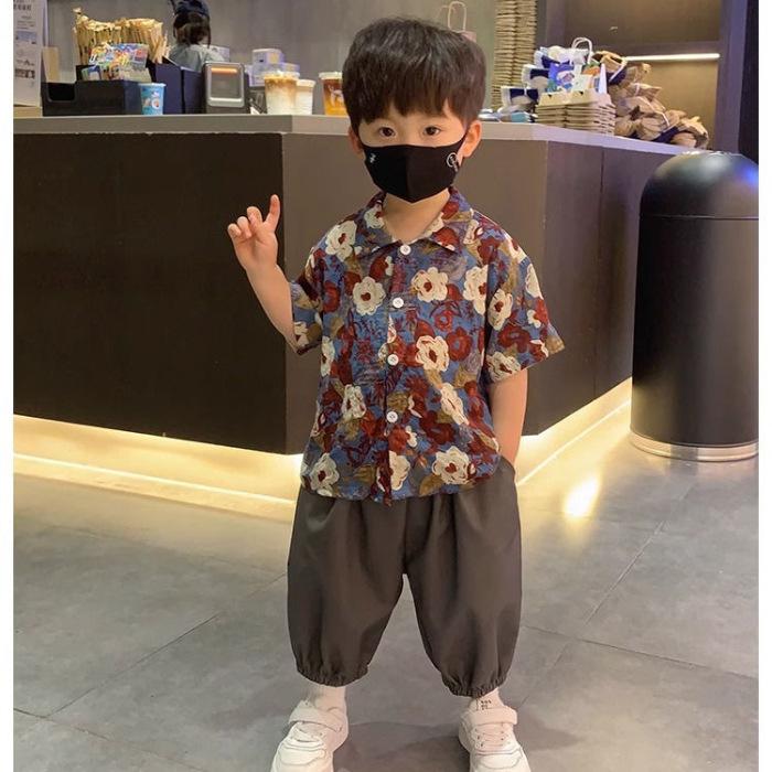 Boys Lightweight Short Sleeve Floral Shirt for Summer Casual Vacation Wear 90