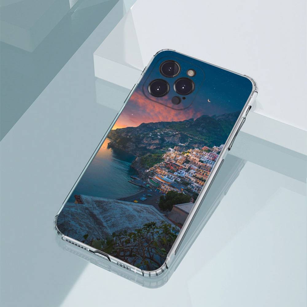 

European Amalfi Coast Phone Cases For iPhone17,16,15,14,13,12,11,Pro,Max,Plus Luxury Camera Protection Plastic iPhone14Pro