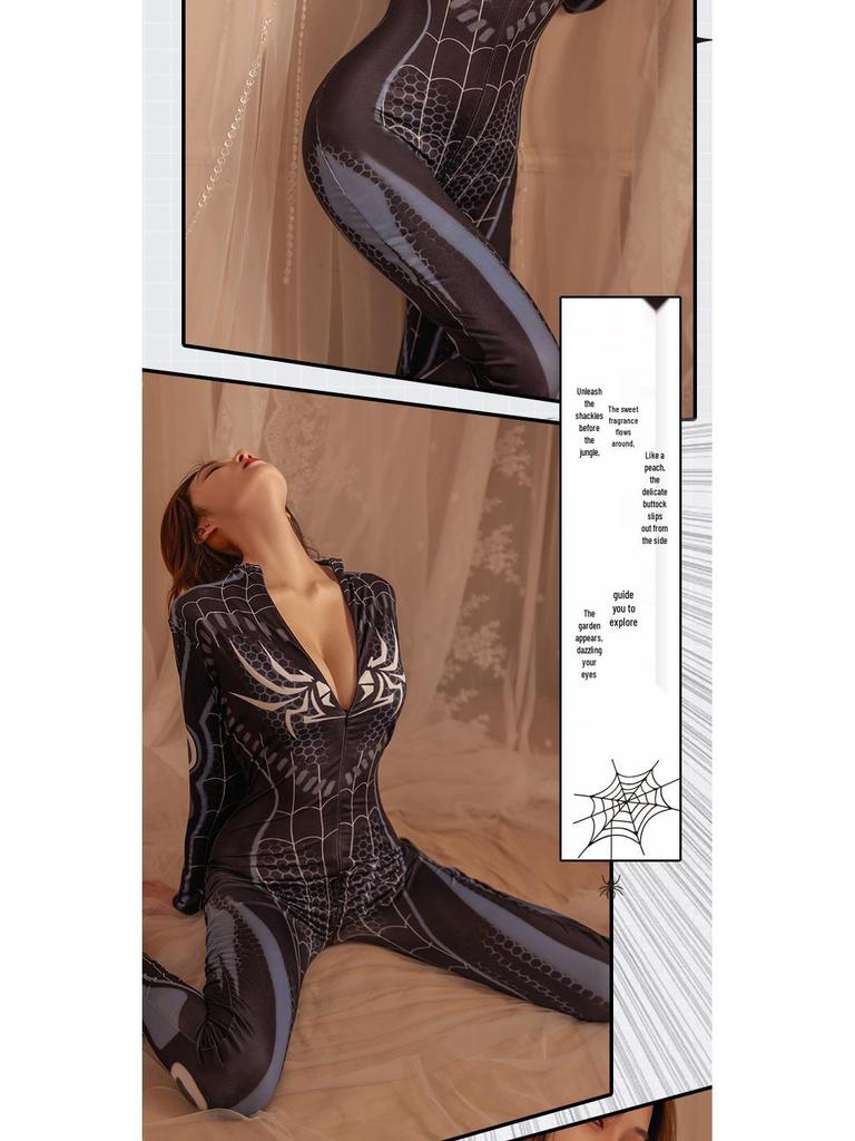Spider Bodysuit Erotic Lingerie with Open Crotch for Role Play