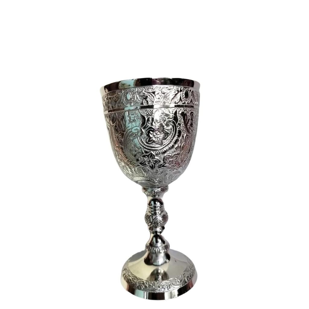 Reiner Messing Kelch Schwere Ausführung Graviert Versilbert Rein, Premium Kelch Champagnerflöten, Weinglas, Becher