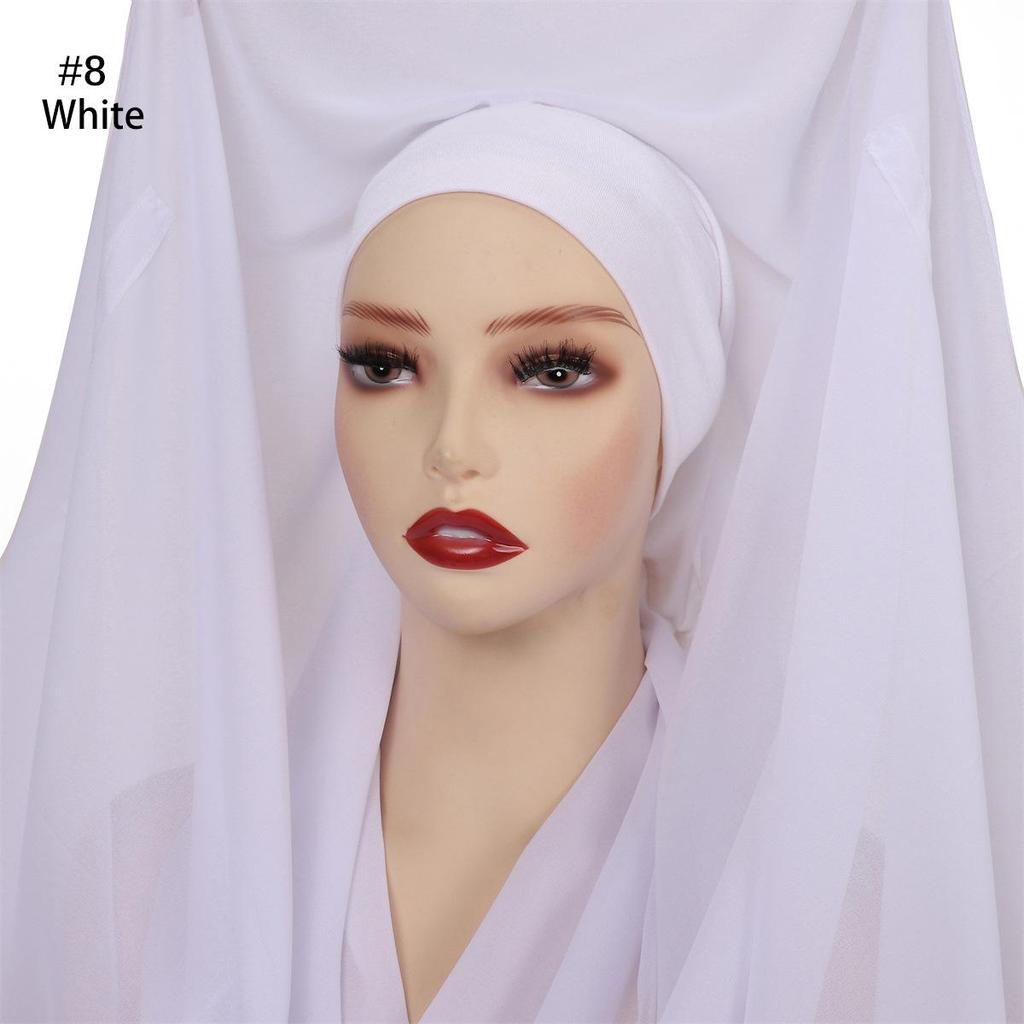 Solid Pearl Chiffon Scarf, Base Cap, & Magnetic Buckle Set