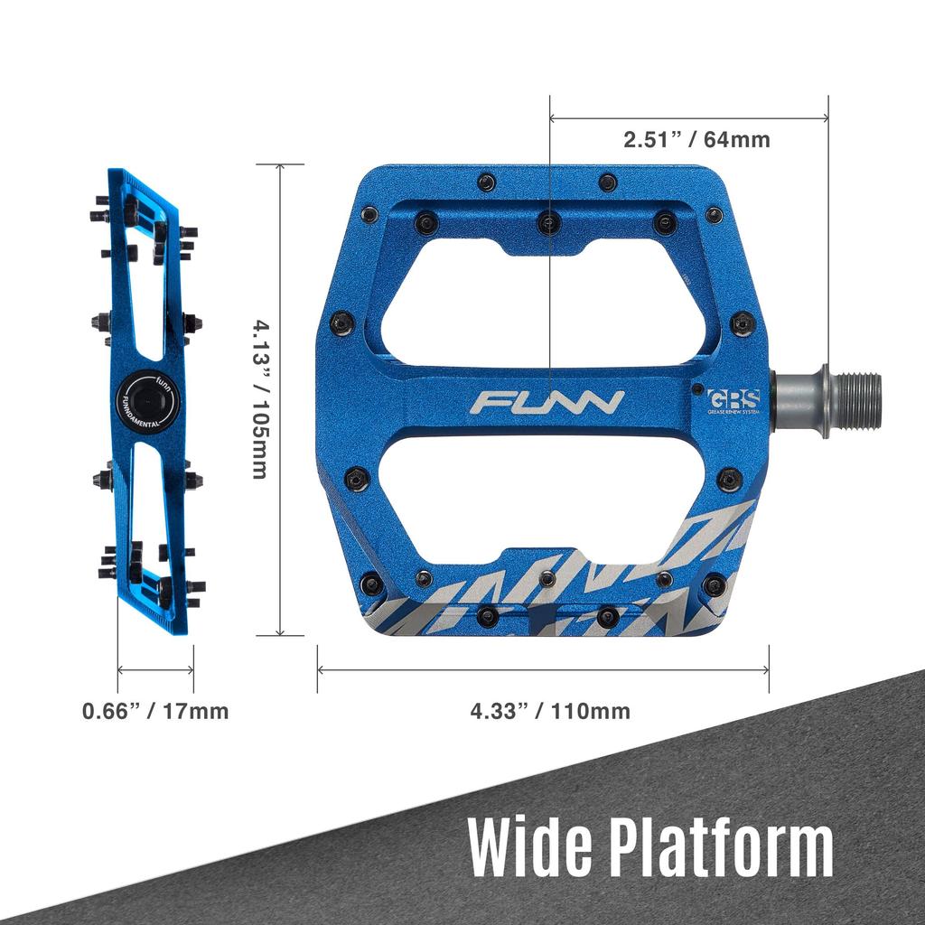 Funn Fundamental MTB Pedals Lightweight Large Area Flat Pedals Suitable for Mountain Road Cross BMX Gravel Bikes Bicycle Pedals Steel Axle - - Bikes,