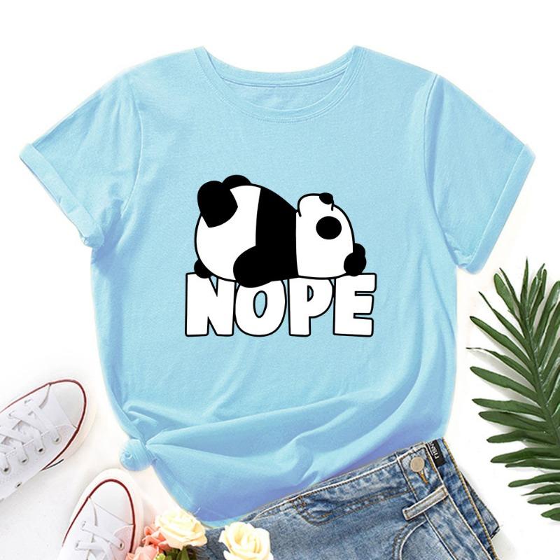 

Женские свободные хлопковые футболки с короткими рукавами и круглым вырезом с принтом «Панда» для женщин 5XL