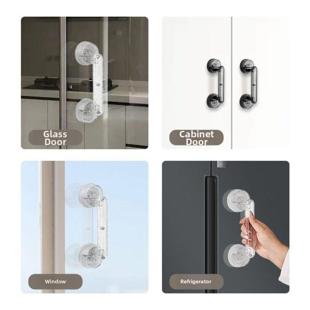 Waterproof Sliding Door Handle Anti-slip Wardrobe Door Handle Suction Cup Door Handle  Bathtubs