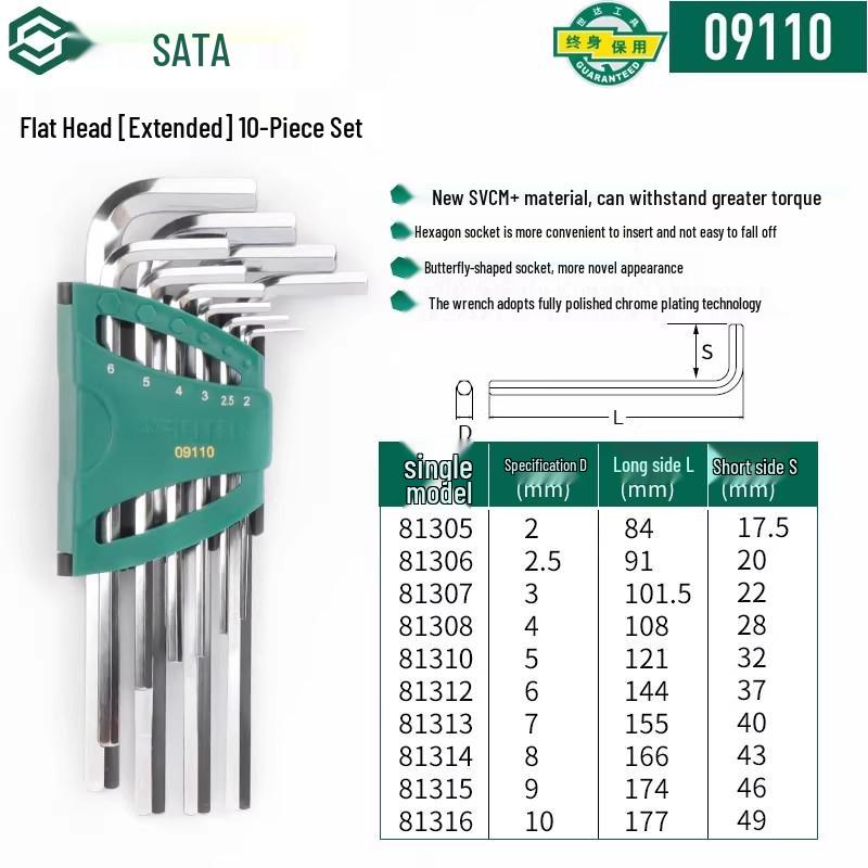 SATA Extra Long Hex & Torx Wrench Set with Ball & Flat Heads