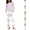 Women's Casual Printed Pajama Set with Round Neck and Loose Fit for Sleep and Lounging