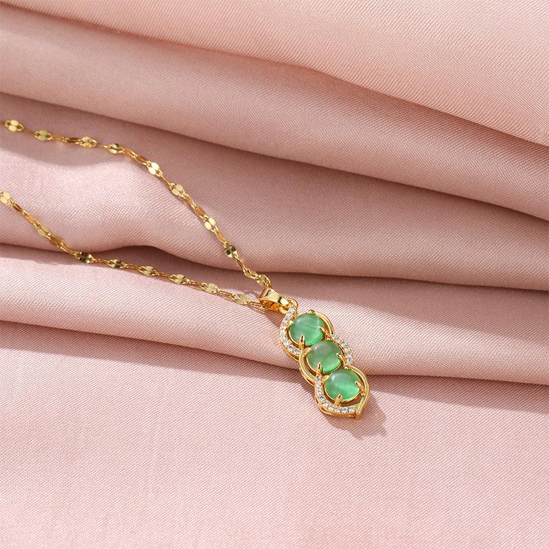 Smaragd Ertekjede Dame Høyverdig Guochao Hoffstil Allsidig Innlagt Anheng Smykker