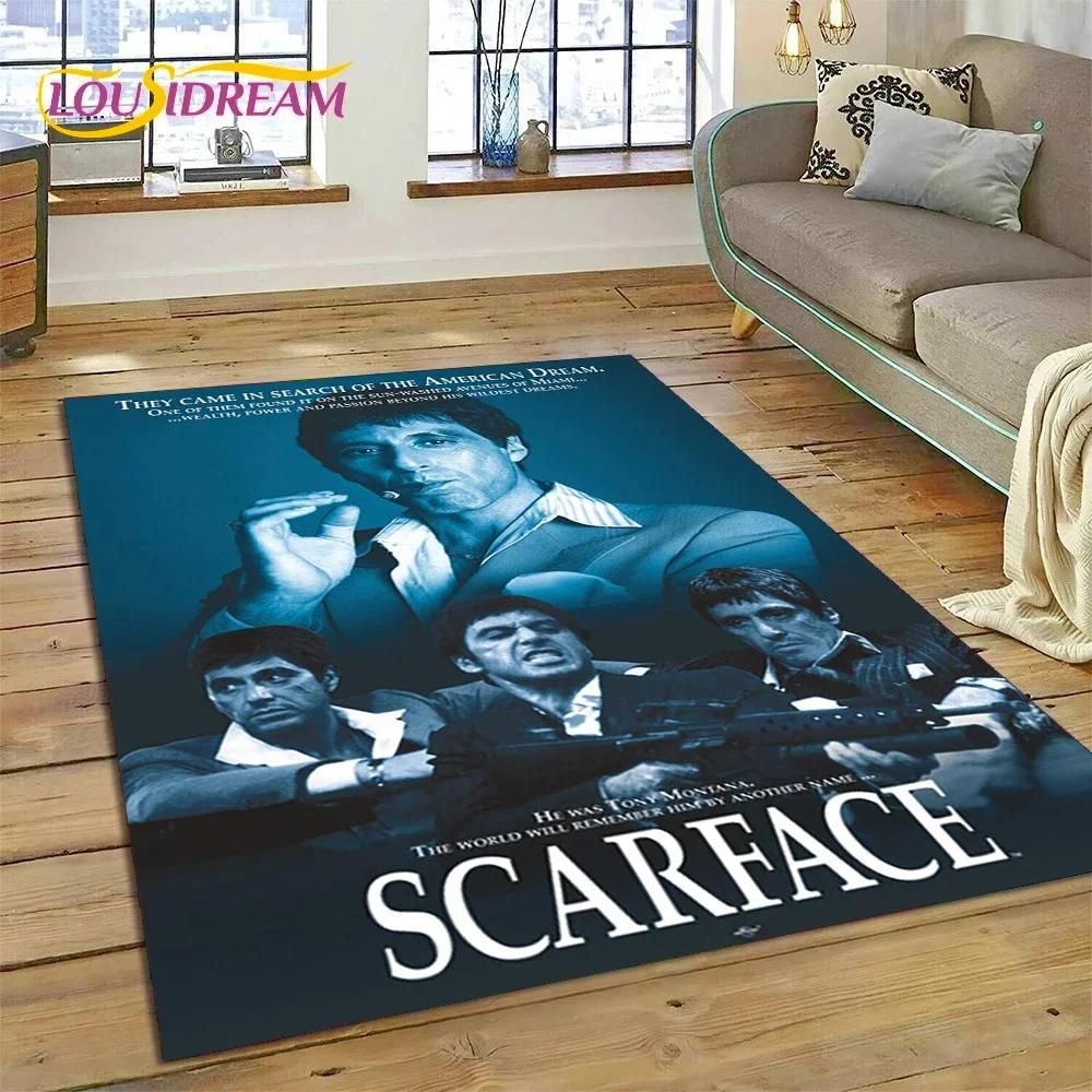 Scarface Tony 3D Printing Movie Carpet Rug for Bedroom Living Room Home Sofa Decoration,Children Game Large Decor Floor Mat Gift