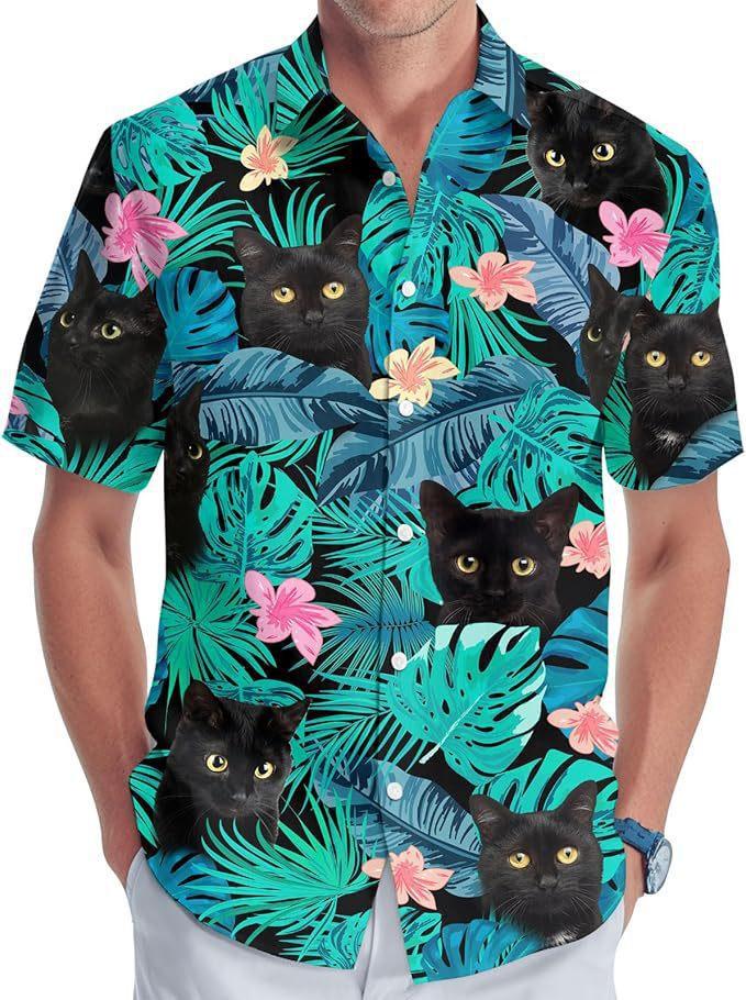 Summer new Hawaiian shirt men's fashion digital printing short sleeve source factory one piece hair
