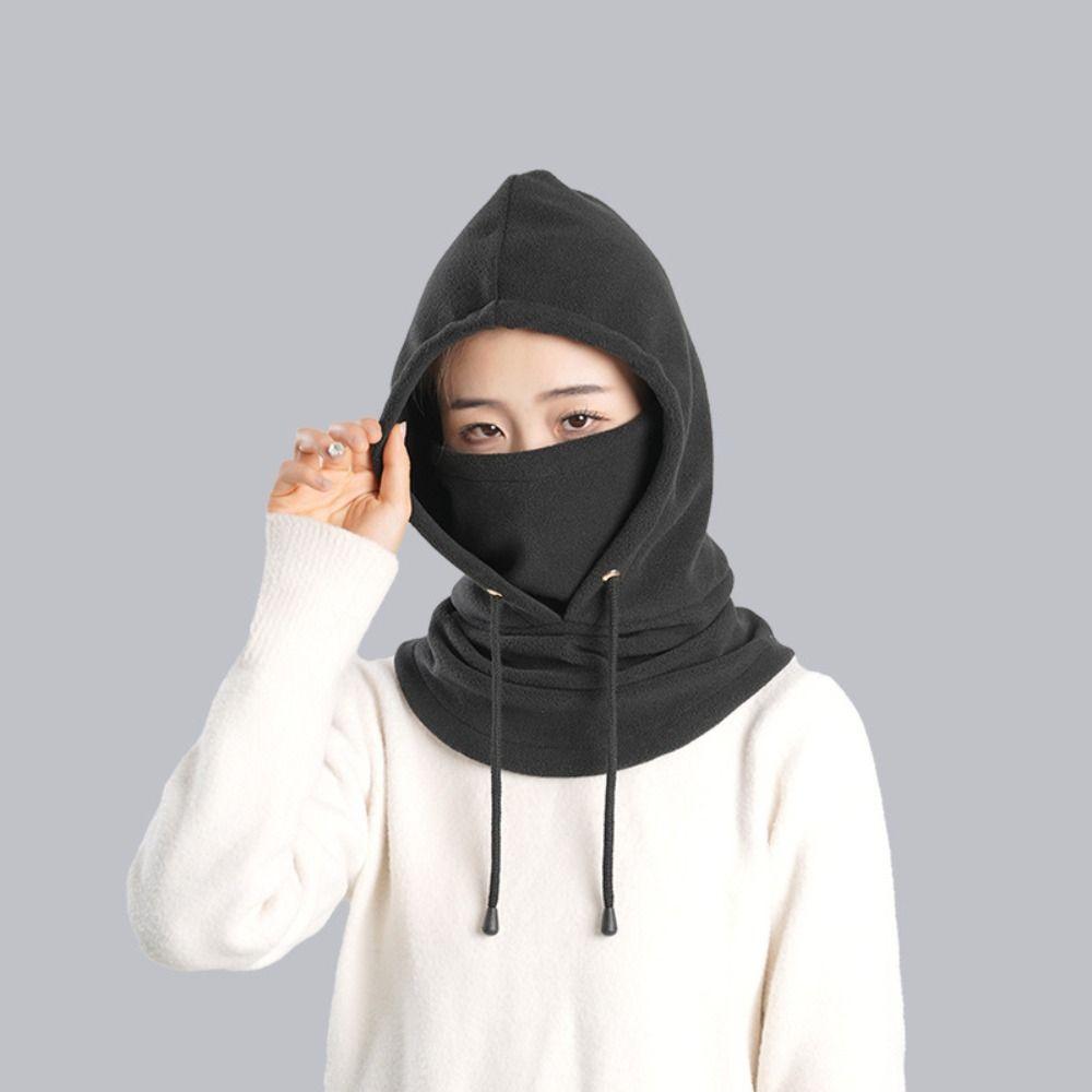 Solid Color Mask Hood Beanies Polar Fleece Hike Cycling Cap Fashion Pullover Cap  Hiking