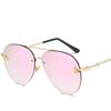 Fashion Luxury Rimless Metal Frame Bee Sunglasses Women Men Vintage Round Oversized Mirror Sun Glasses Brand Designer UV400