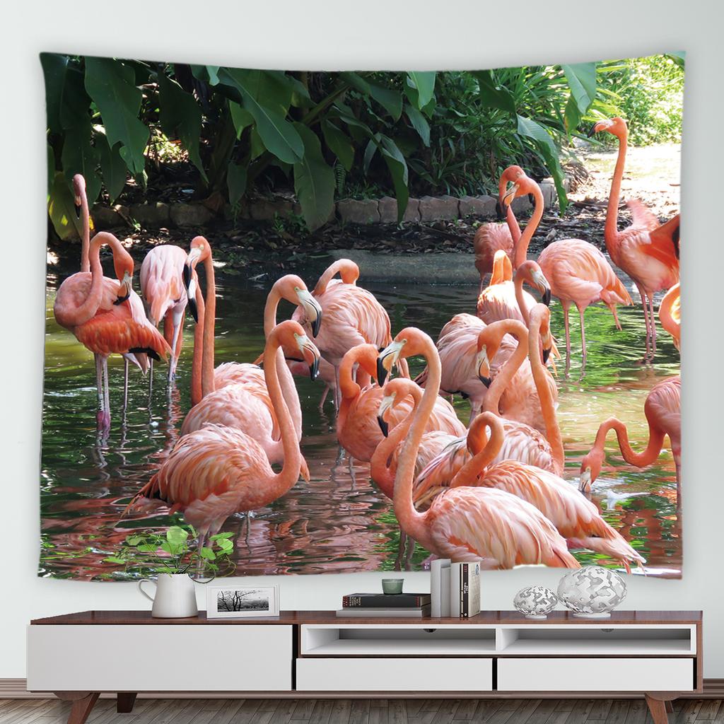 Tropical Jungle Red Flamingo Print Pattern Tapestry Home Living Room Dormitory Wall Decor Background Cloth Tapestry