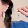 Children'S Fun Cartoon Bow Puppy Fringed Earrings Women'S Niche Design Sense Love Planet Earrings Premium Sense Earrings