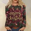 Women's Fashion Casual Long Sleeve  Print Round Neck Top