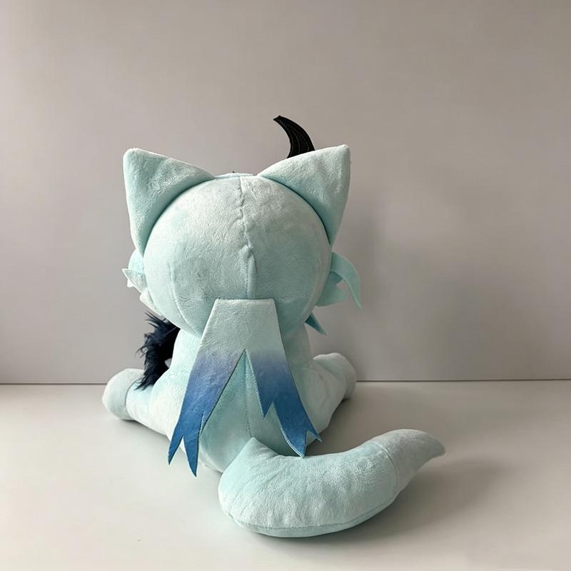 Genshin Impact Il Dottore Katzen-Plüschpuppe Niedliches blaues Katzen-Stofftier Maske Doktor Fatui Harbingers Spiel Fan-Made Sammlerstück Geschenk für Genshin-Fans