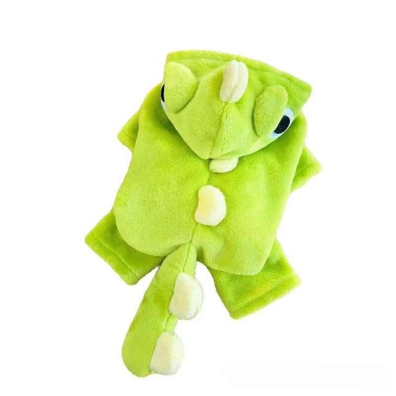 Pet Cute Little Dinosaur Turned Coral Fleece Dog Clothes Autumn and Winter Warm Fleece Pet Cat Clothes
