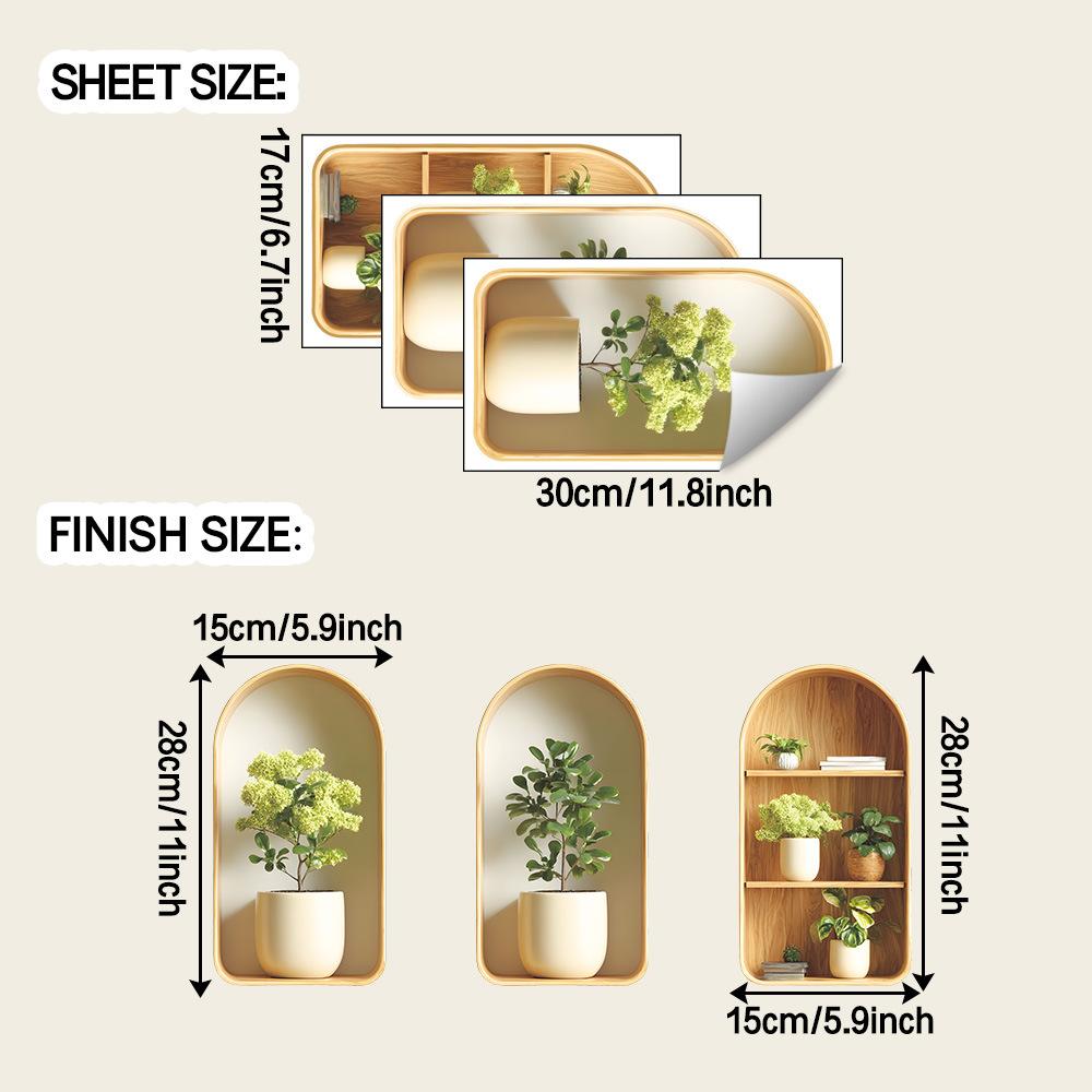 

Креативные имитационные 3D вазы для растений для спальни, гостиной, украшения дома, наклейки на стену