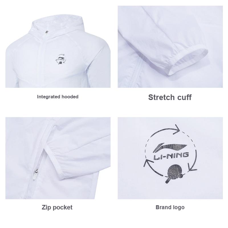 Li Ning Logo Letter Print Color Block Lightweight Sun Protection Jacket Unisex Jackets White AFDT159-1
