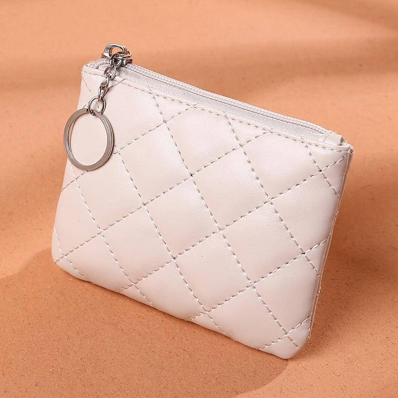 Women PU Leather Zip Coin Wallet Key Chain Fashion Small Purse Money Short Change Pouch Coin Purse